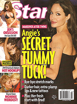 Illustration for article titled This Week In Tabloids: Angelina Is Thin, Happy & Tummy-Tucked